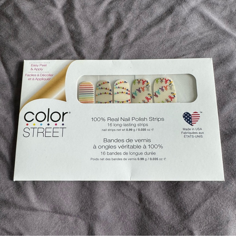 *Retired* Color Street: UnstoppABLE | Awareness Set Hearts Ribbons White Rainbow - Picture 3 of 10
